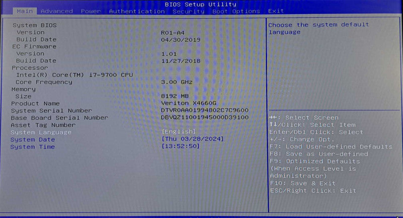 Acer Veriton X4660G | i7-9700 @ 3.00GHz 8-Core, 8GB DDR4, 512GB NVMe