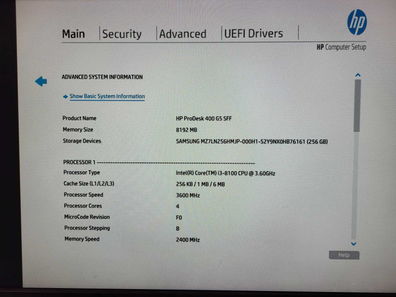 HP ProDesk 400 G5 SFF, i3-8100 3.60GHz, 16GB DDR4, 256GB SSD Q$