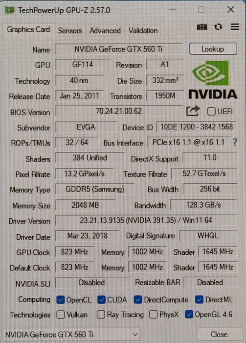 EVGA GTX 560 Ti 2GB GDDR5 Graphics Cards, 2x DVI, 1x Mini HDMI