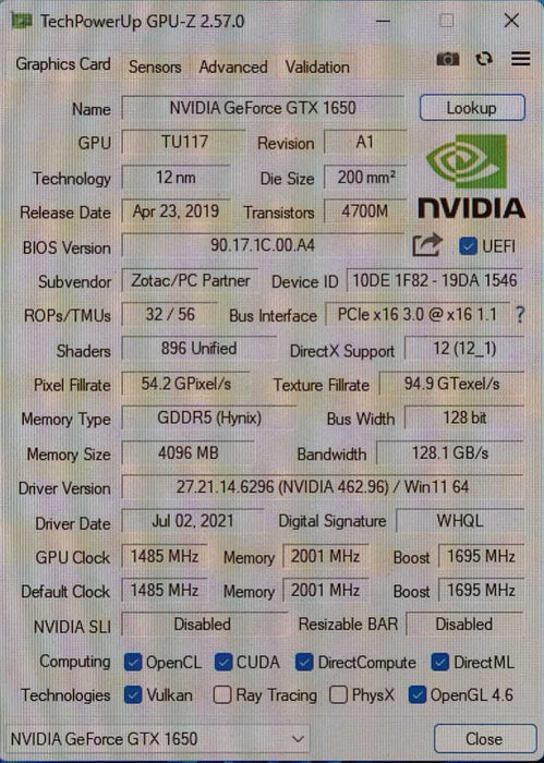 ZOTAC Gaming GeForce GTX 1650 OC 4GB GDDR5 Graphics Card