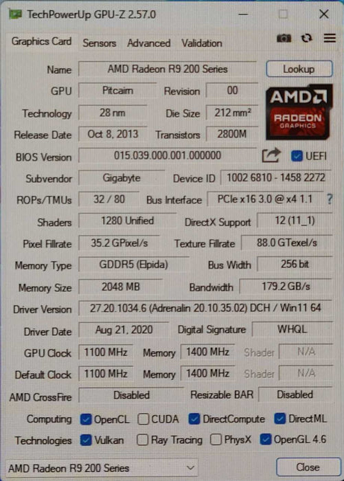 GIGABYTE AMD Radeon R9 270X Windforce 3X OC, 2GB GDDR5