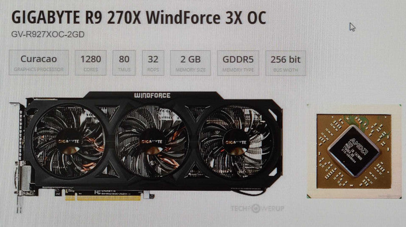 GIGABYTE AMD Radeon R9 270X Windforce 3X OC, 2GB GDDR5