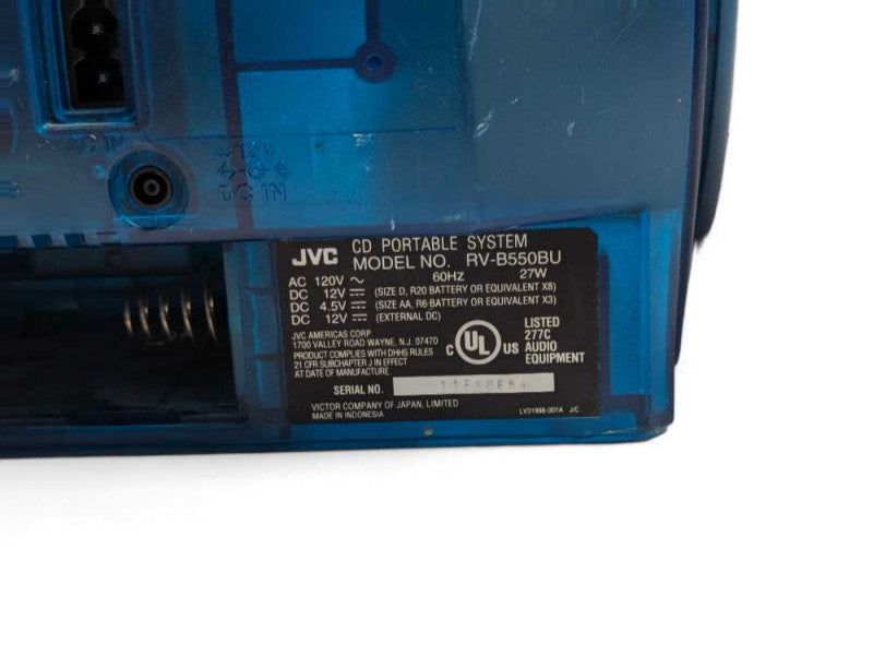 JVC CD Portable System Model RV-B550BU Please READ  -