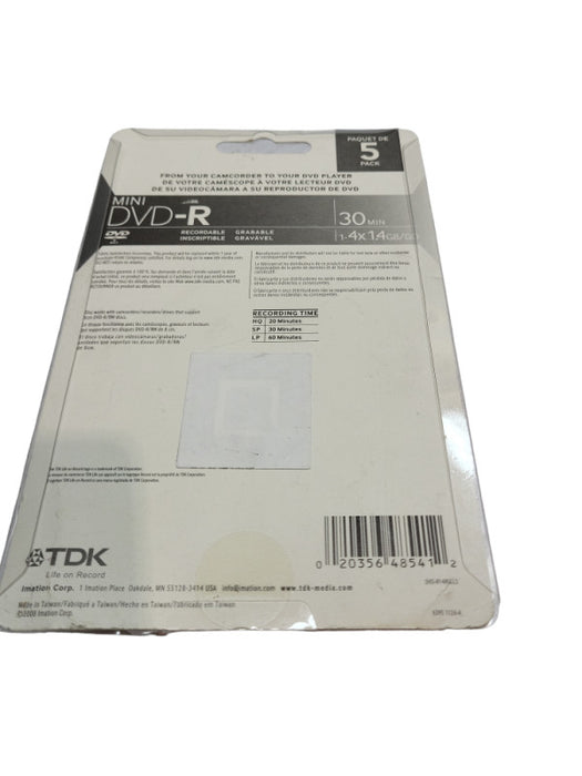 TDK DVD-R Mini Discs 1.4GB 30 Min 5-pack &