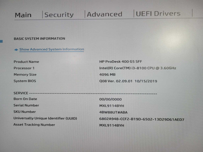HP ProDesk 400 G5 SFF 3.60GHz Core i3-8100 4GB RAM 256 NVMe !