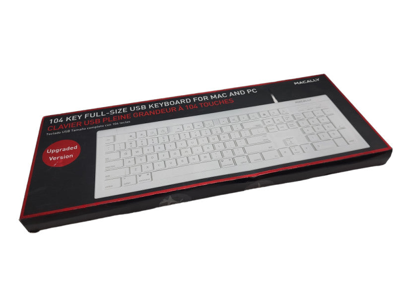 New Macally 104 Key full size USB Keyboard for MAC and PC upgraded version &