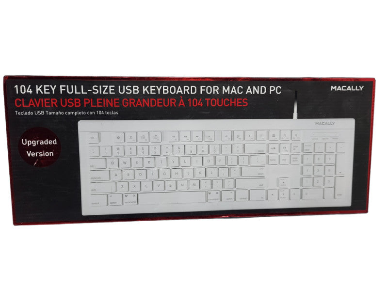 New Macally 104 Key full size USB Keyboard for MAC and PC upgraded version &