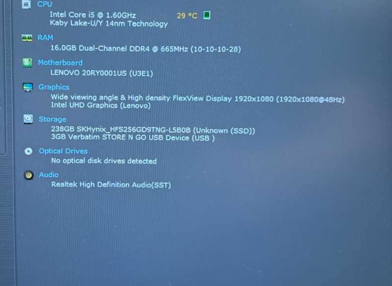 Lenovo ThinkPad T490 Intel Core i5-10210U@1s20RY0001USPF259LMW