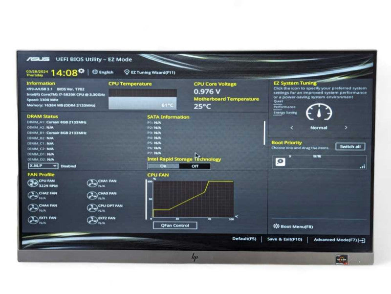ASUS X99-A/USB 3.1 with Intel Core i7-5820K @ 3.30GHz 16GB RAM  -