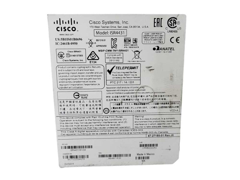 Cisco ISR 4400 Series ISR4431/K9 V04 Port Gigabit Router (not affected) READ $