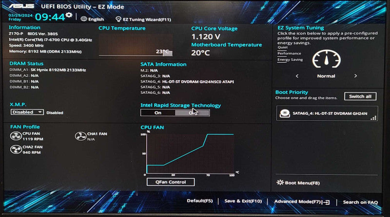 Asus Z170-P Motherboard, DDR4 M.2 With I/O shield & Intel Core i7-6700 3.4GHz