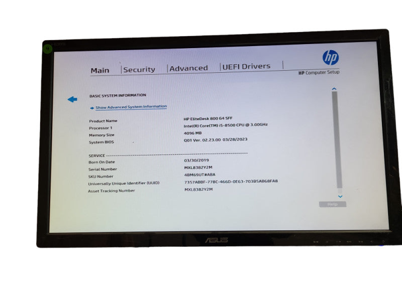 HP EliteDesk 800 G4 SFF i5-8500 3.00GHz, 4GB DDR4, 512GB M.2 NVME 2TB HDD &