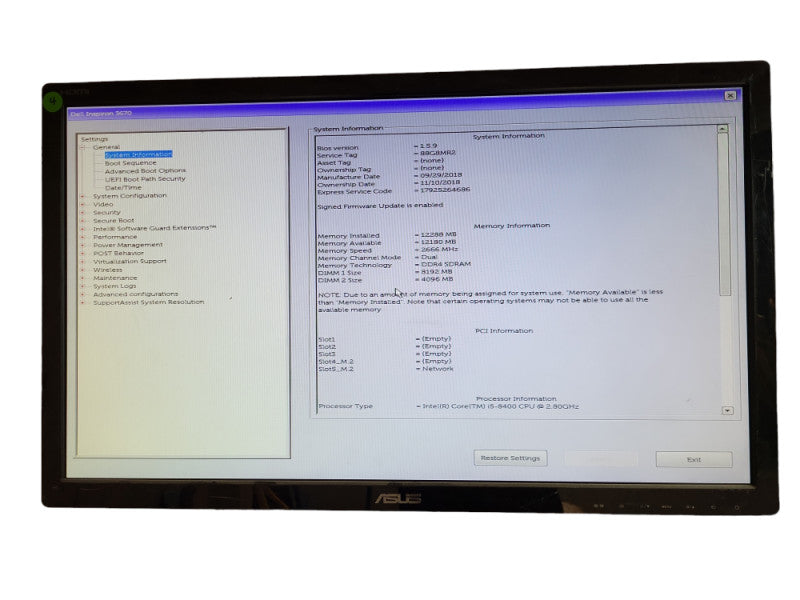 Dell Inspiron 3670 MT Intel Core i5-8400 2.8GHz 8GB RAM 256GB M.2 NVME  &