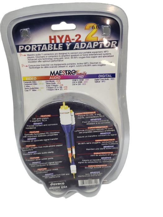 MAESTRO RCA Y  Adapter Cable  HYA 2 | Single Audio Pin  to Two  &