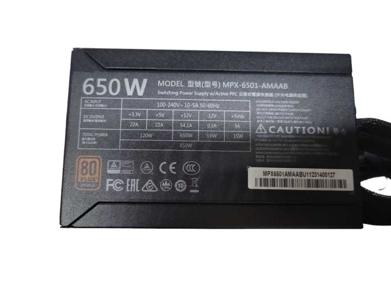 CoolerMaster 650w Semi-Modular PSU (MPX-6501-AMAAB)(READ) %
