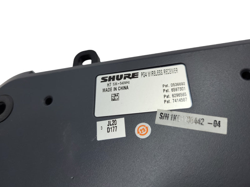 Shure PG4 Wireless Microphone Receiver H7 536-548 MHZ Base only &