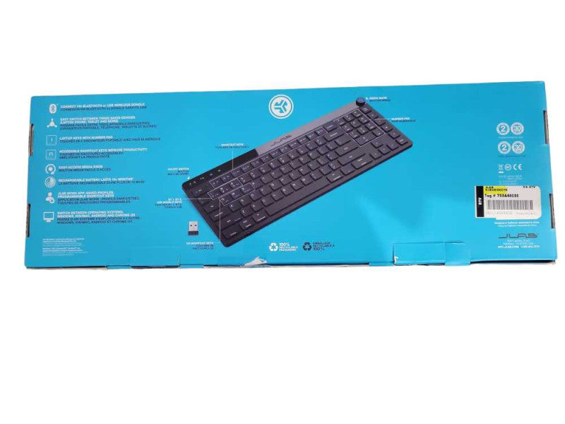 JLab JBuds Wireless Keyboard Multi-Device Bluetooth Or USB Dongle Rechargeabl Q!