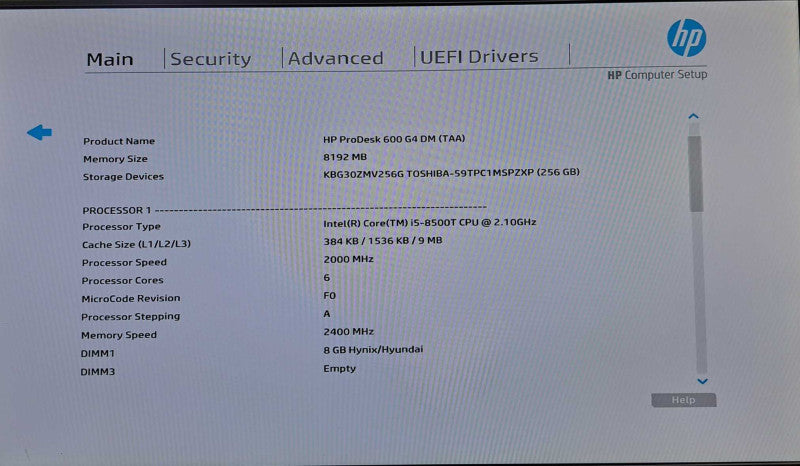 HP ProDesk 600 G4 DM USFF | i5-8500T @2.1GHz 6C, 8GB DDR4, 256GB NVMe