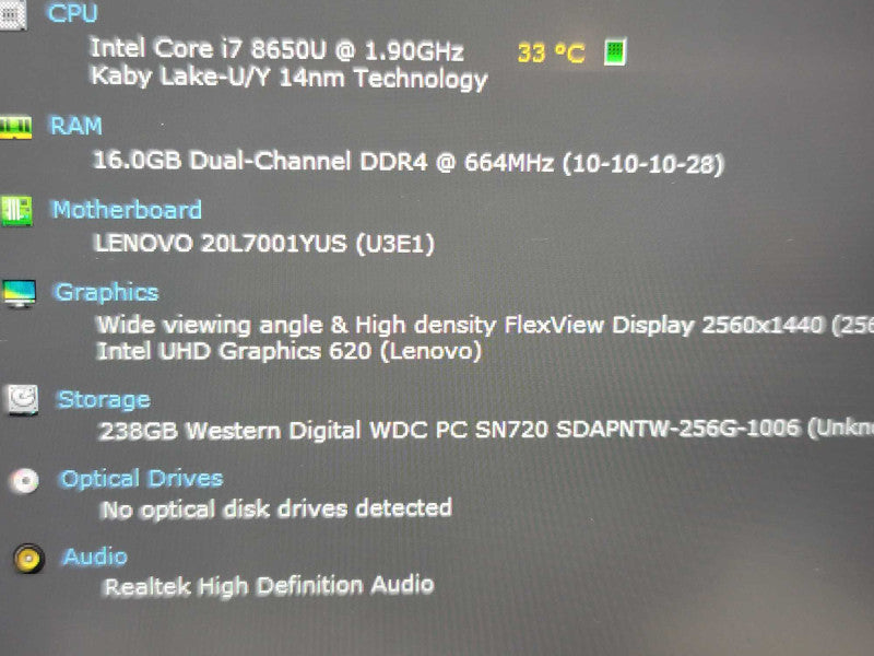 Lenovo ThinkPad T480s| i7-8650U| 16GB DDR4| 256GB SSD / READ/ BIOS LOCK Î²