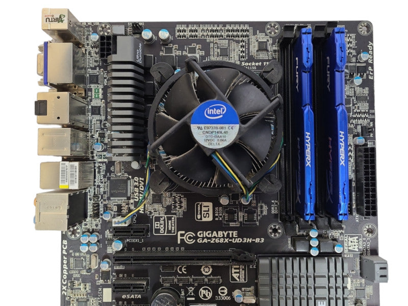 Gigabyte Z68X-UD3H-B3 motherboard, 16GB DDR3 RAM w/ Intel i7-2600k 3.4GHz
