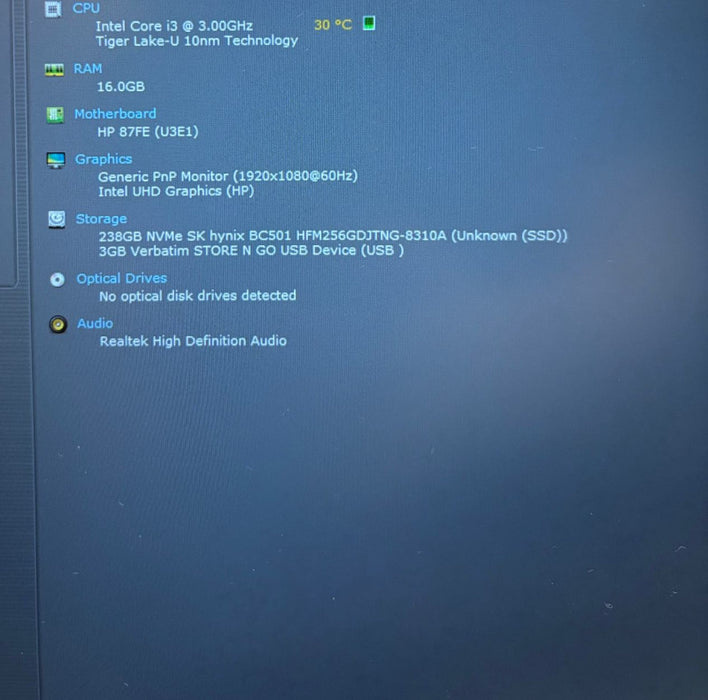HP Laptop 15 Intel Core i3-1115G4@3GHz 16GB RAM 256GB SSD