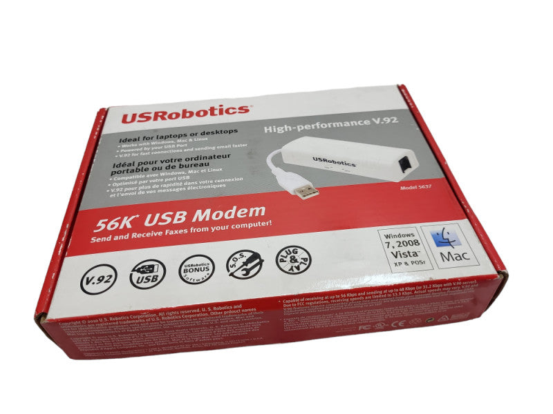 US ROBOTICS 56K USB MODEM V.92 USR5637 LAPTOPS DESKTOPS 5637 High Performance &