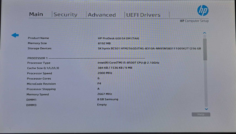 HP ProDesk 600 G4 DM USFF | i5-8500T @2.1GHz 6C, 8GB DDR4, 256GB NVMe