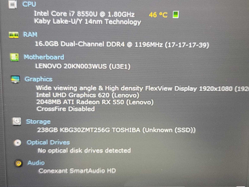 Lenovo ThinkPad E480| i7-8850U| 16GB DDR4| RX 550| 256GB SSD | READ  Î²