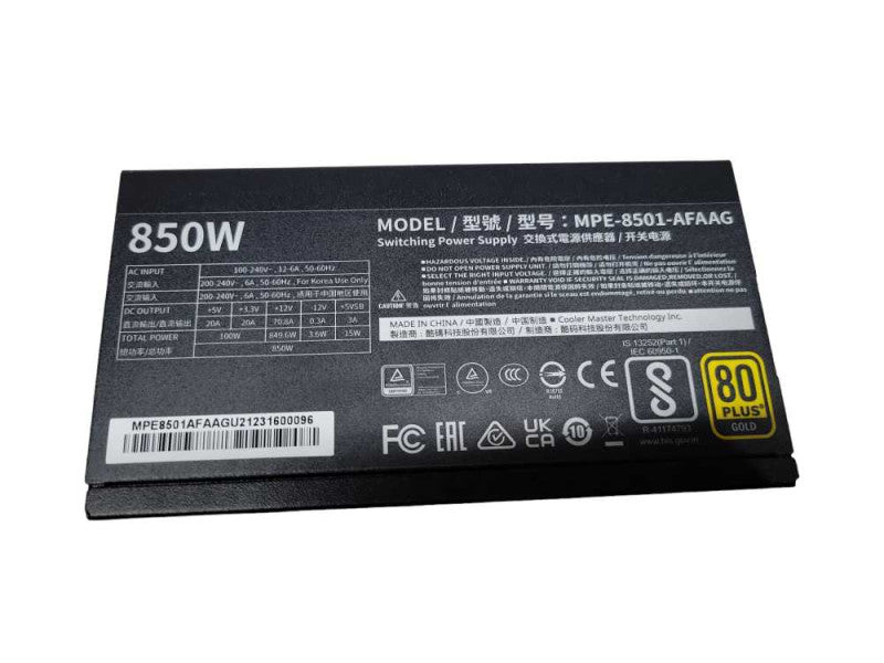 CoolerMaster MWE GOLD 850 V2 - 850W Flly Modular PSU (READ) %
