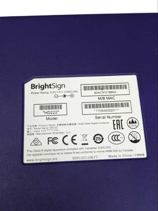 BrightSign HD222 FULL HD Digital signage player Q-