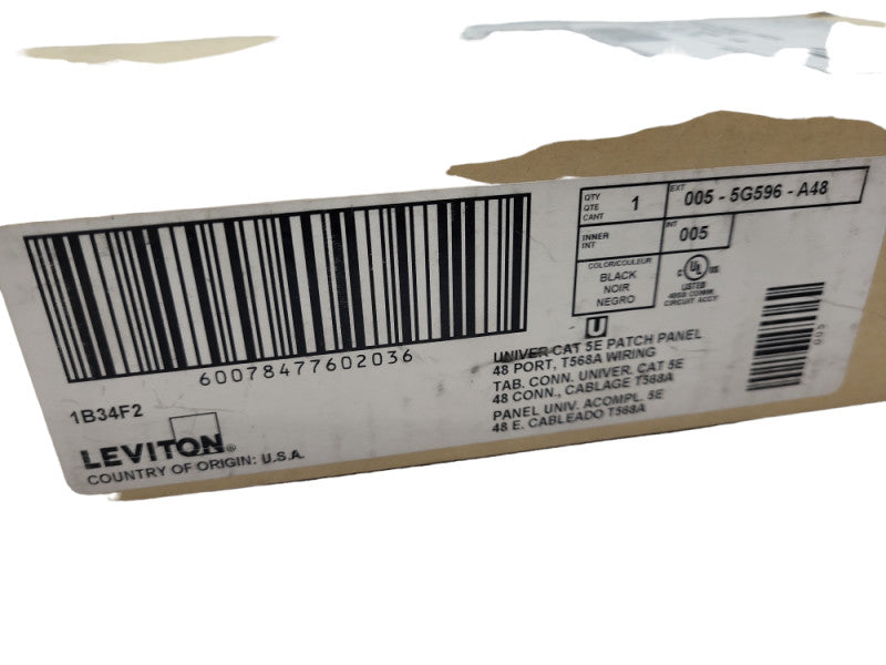 LEVITON 5G596-A48 Category 5e Patch Panel Universal, T568A Wiring 48 &