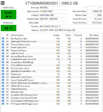 Crucial  MX500 1TB 3D NAND SATA 2.5in CT1000MX500SSD1  Internal SSD  :