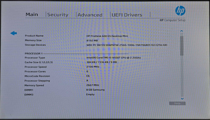 HP ProDesk 600 G5 USFF | i5-9500T @ 2.20GHz 6C, 8GB DDR4, 256GB NVMe + 65W AC