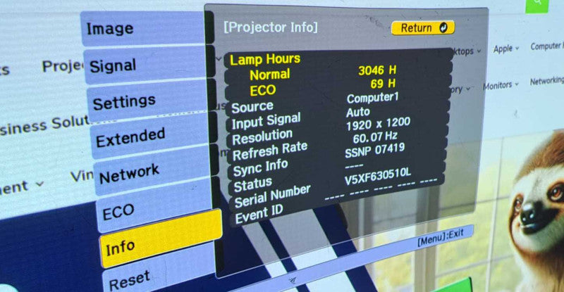 Epson PowerLite 1980WU HDMI Projector | 3046 Lamp Hours