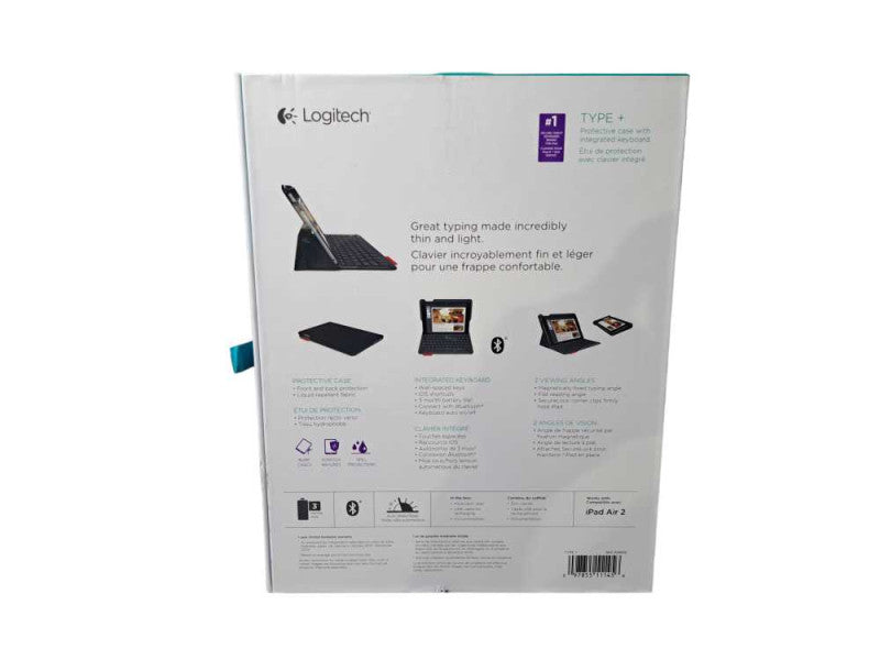 New | Logitech Type+ Protective iPad Air 2 Case with Integrated Keyboard Q