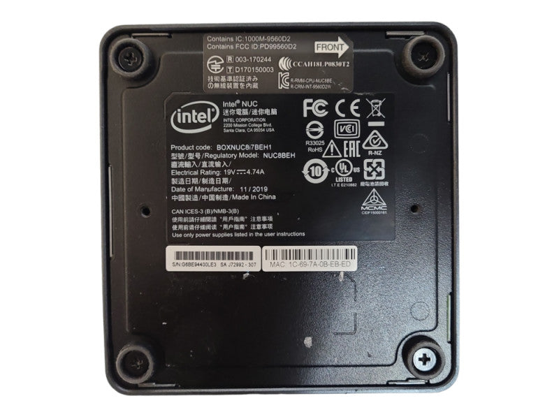 Intel NUC8BEH, Intel i7-8559U 2.70GHz, 8GB RAM 500GB SSD, WiFi w/Toshiba ADPT