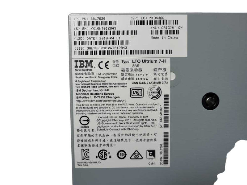 IBM 38L7626 LTO Ultrium 7-H READ $
