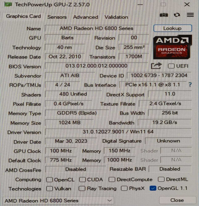 Sapphire AMD Radeon HD 6850 1GB GDDR5 PCIe Graphics Card