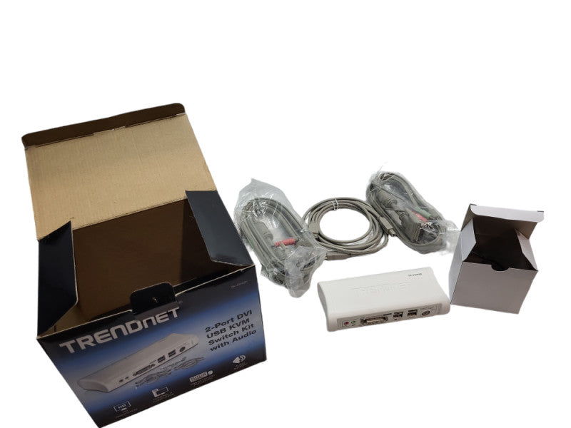 Trendnet 2-Port DVI-I USB 2.0 Audio KVM Switch Box TK-20 &