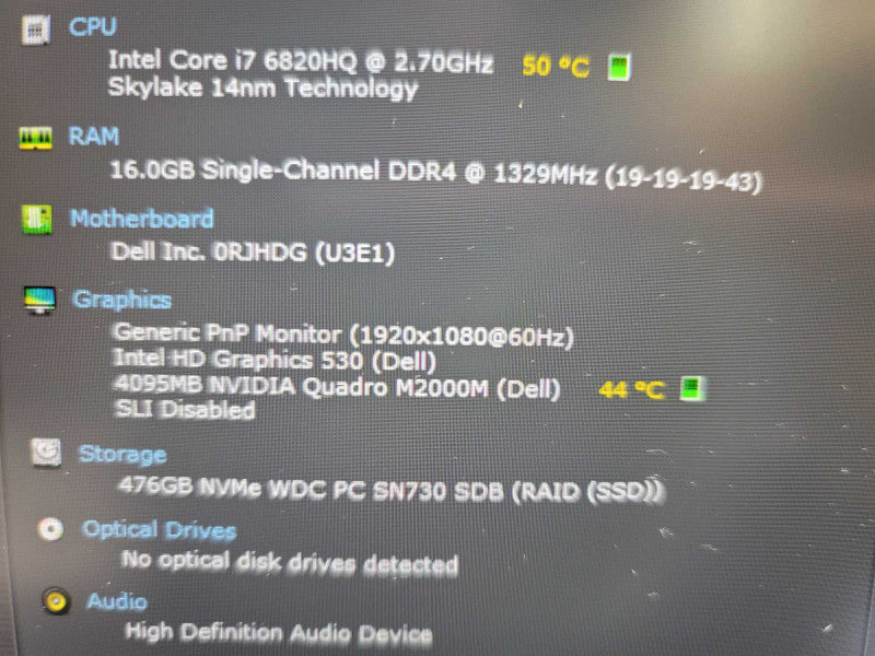 Dell Latitude 7510| i7-6820HQ| 16GB DDR4| Quadro M2000| 512GB SSD READ Î²