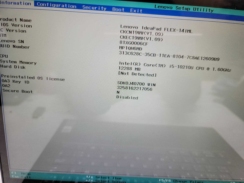 Lenovo IdeaPad Flex 14IML | i5-10210U| 12GB DDR4| NO SSD | FOR PARTS/REPAIR  Î²
