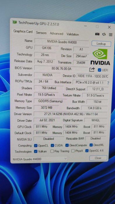NVIDIA QUADRO K4000 3GB %