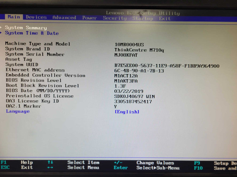 Lenovo M710Q Mini PC Core i5-7500T 2.7GHz 4C, 8GB, 256GB M.2, Wi-Fi w/ Power _