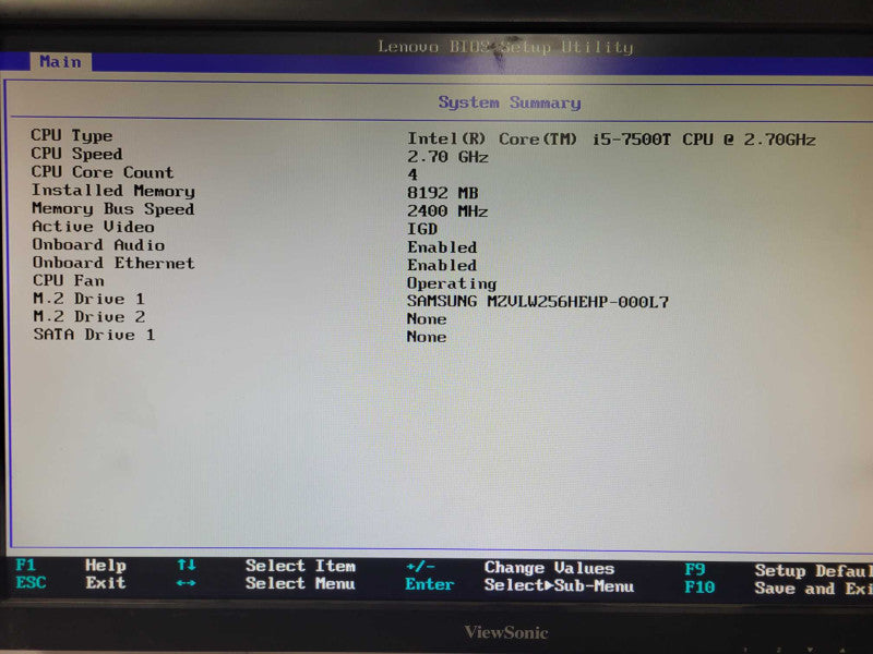 Lenovo M710Q Mini PC Core i5-7500T 2.7GHz 4C, 8GB, 256GB M.2, Wi-Fi w/ Power _