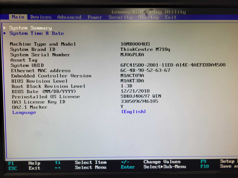 Lenovo M710Q Mini PC Core i5-7500T 2.7GHz 4C, 8GB, 256GB M.2, w/ Power READ Q_