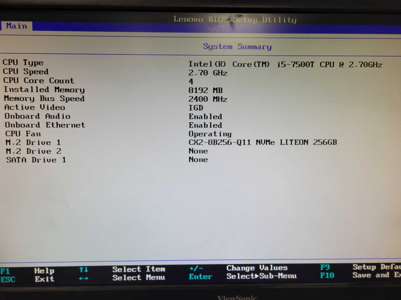 Lenovo M710Q Mini PC Core i5-7500T 2.7GHz 4C, 8GB, 256GB M.2, w/ Power READ Q_