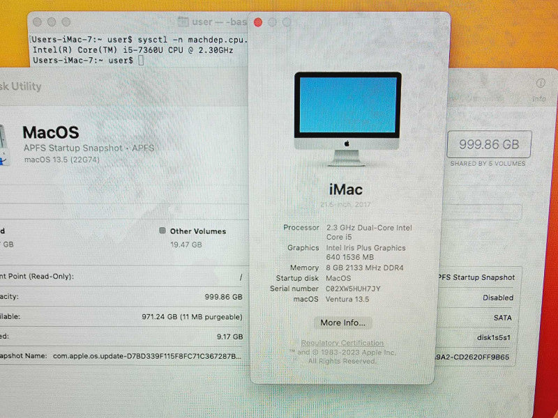 Apple iMac 2017 21.5\\" Core i5-7360U @ 2.3GHz 8GB DDR4 1TB HDD [Read] (