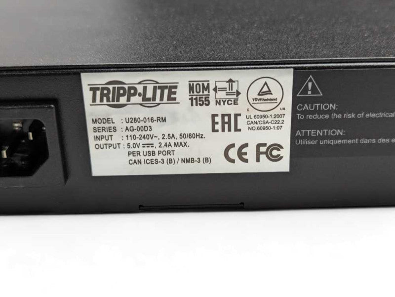 Tripp Lite U280-016-RM 16-port USB Charger With SYNCING Hub 4U Rack Mount Q-