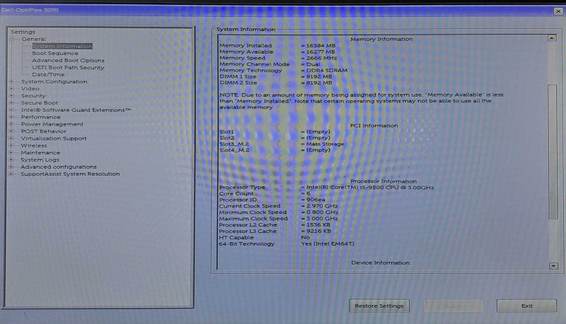 Dell OptiPlex 3070 SFF | i5-9500 @ 3.00GHz 6C, 16GB DDR4, 256GB NVMe