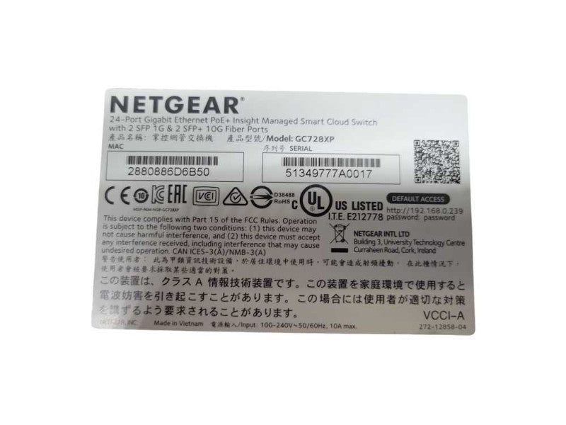 Netgear GC728XP 24-Port Gigabit Managed Smart Cloud Switch with SFP+ %